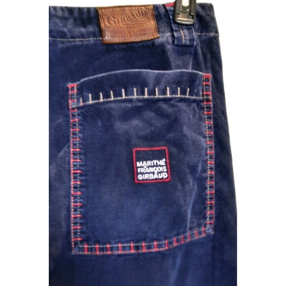 Vintage Marithe Francois Girbaud Baggy Corduroy Blue Big Logo Shuttle Pants 34 - Picture 8 of 11